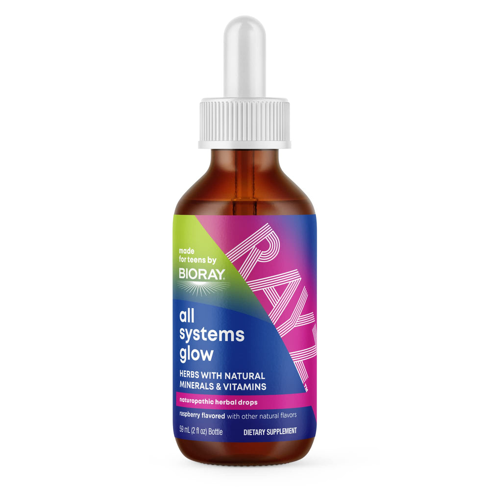 BIORAY RAYZ All Systems Glow raspberry bottle pour for easy teen dosing