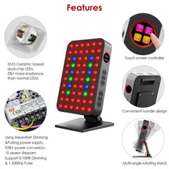 Biored-RLT 300W panel side-angle highlights adjustable stand for versatile placement.