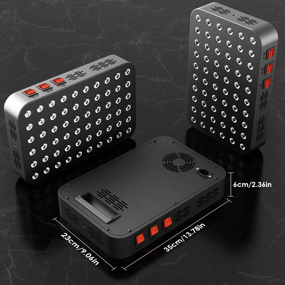 Bioredrlt red-blue light panel aids soreness relief and faster recovery.