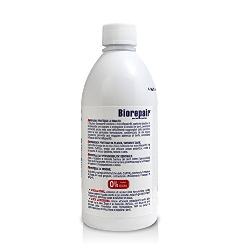 Biorepair mouthwash bottle with minty cooling action