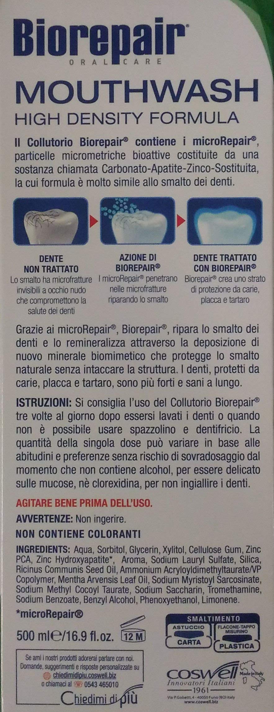 Biorepair mouthwash mint freshness splash supports daily oral care.