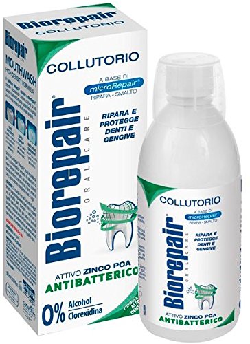 Biorepair Mouthwash oral care routine image reinforces freshness and protection
