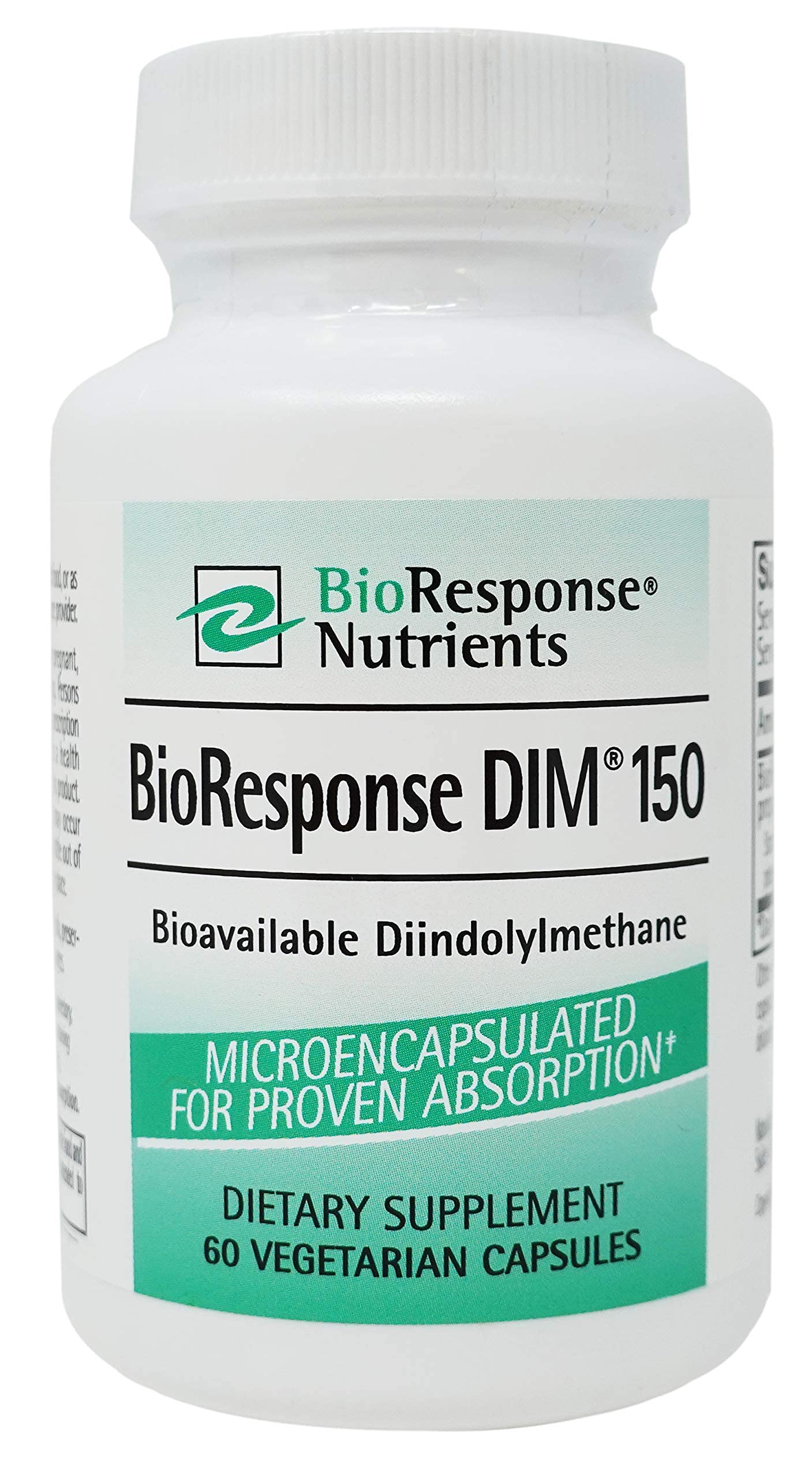 BioResponse DIM capsules close-up highlighting absorption-enhanced formula for estrogen metabolism support