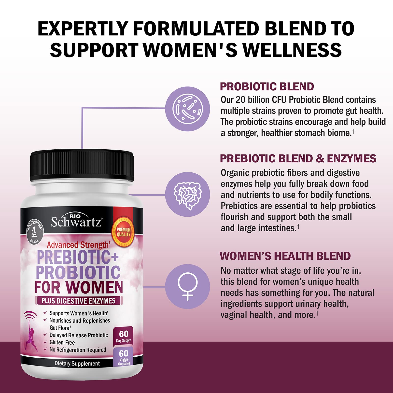 BioSchwartz black cohosh and red clover herbal blend signals gentle feminine vitality.