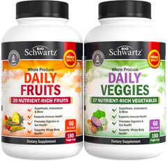 BioSchwartz Daily Fruits and Veggies bottle front for everyday wellness support.