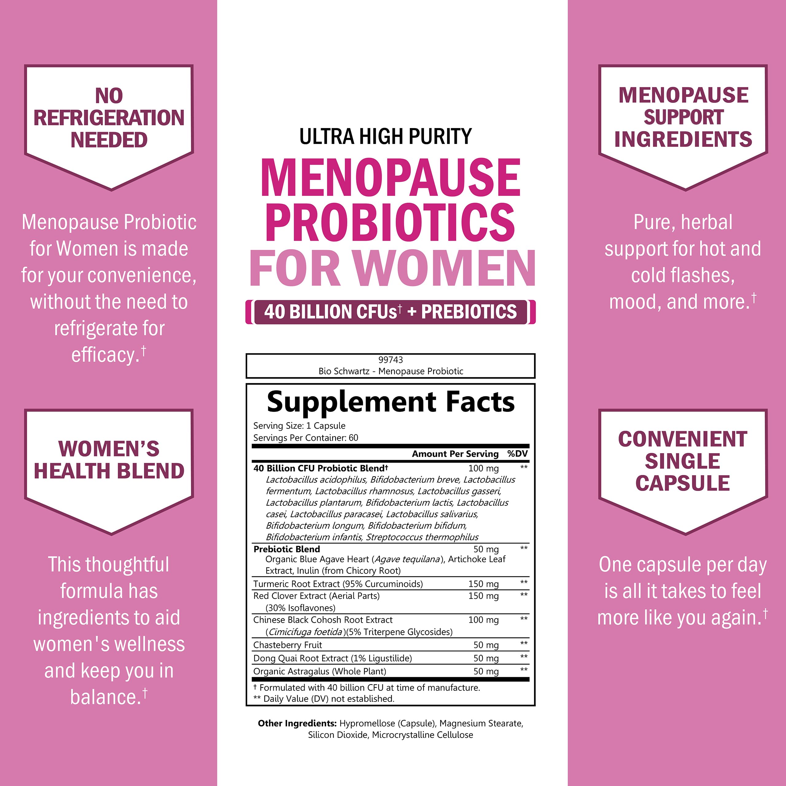 BioSchwartz menopause bottle cap close-up on sturdy packaging