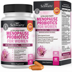 BioSchwartz menopause probiotics bottle front view for daily support