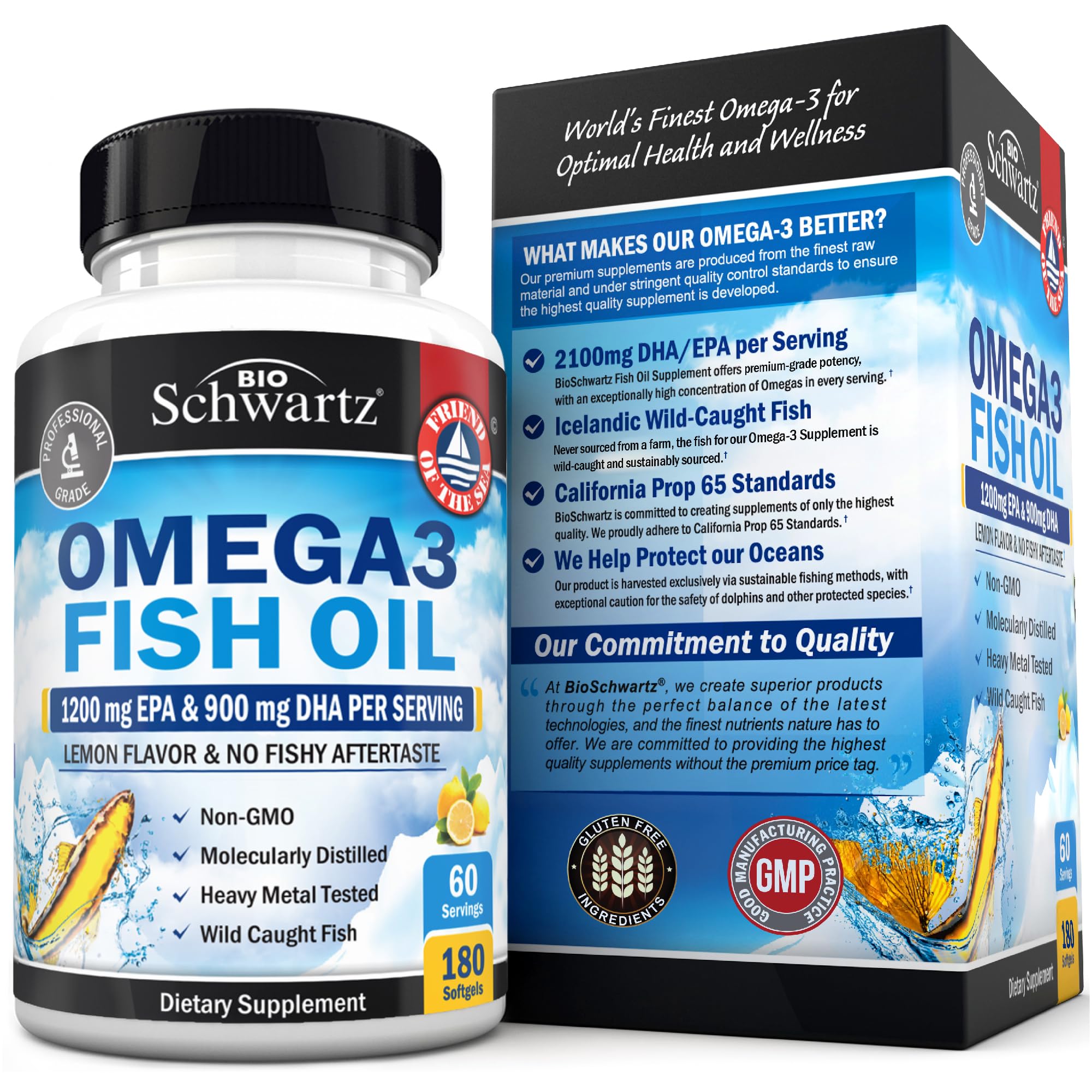 BioSchwartz sustainably sourced fish oil bottle highlighting responsible sourcing.