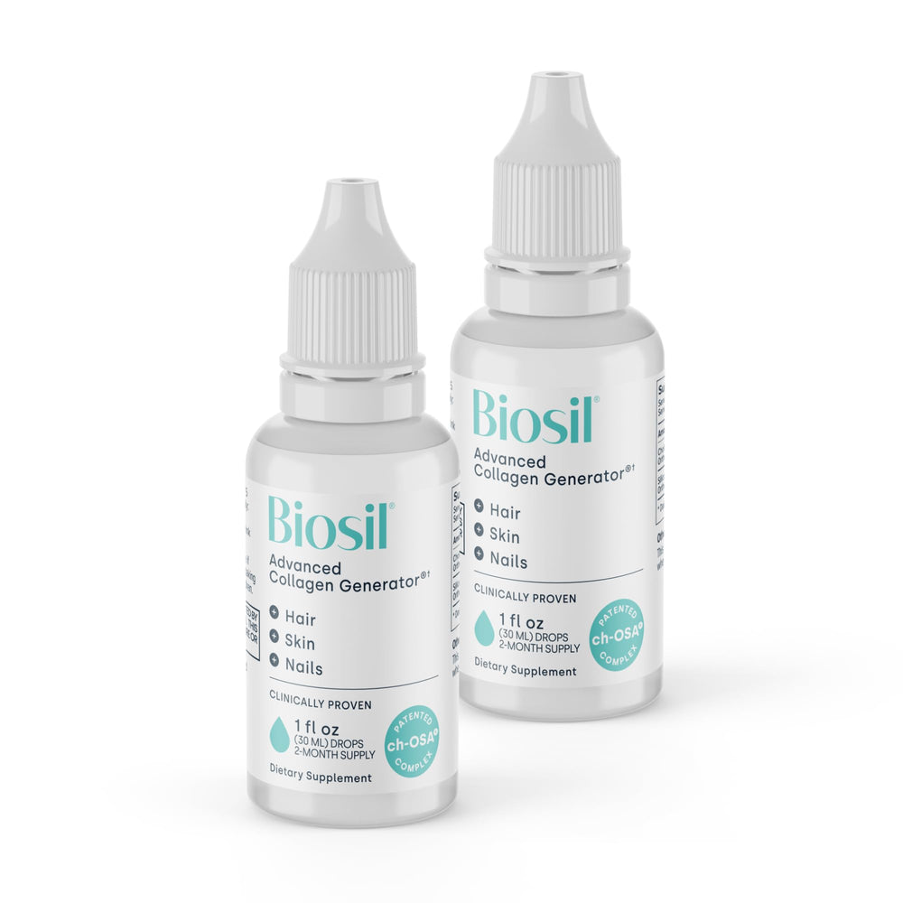 Biosil Collagen Booster bottle pour—easy daily activation for skin and nails