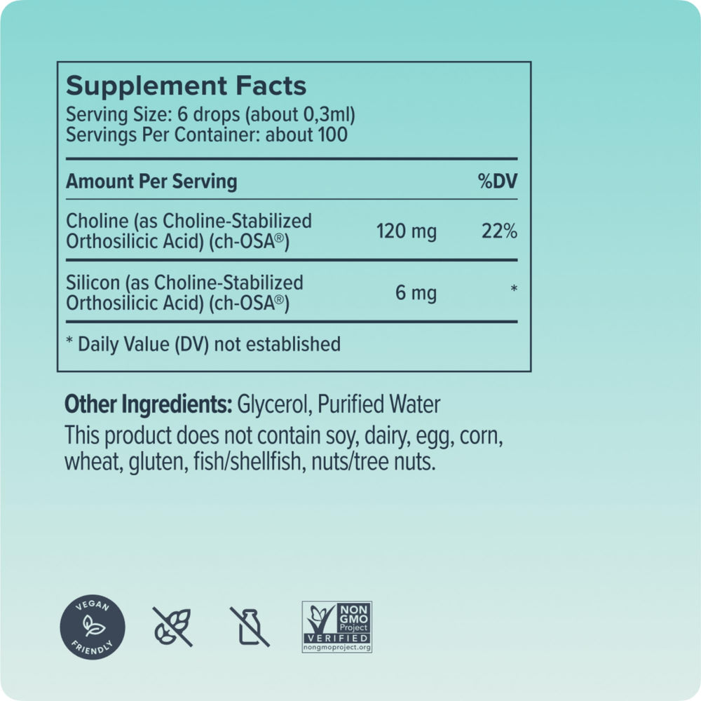 Biosil Collagen Booster packaging box with vegan, additive-free formula