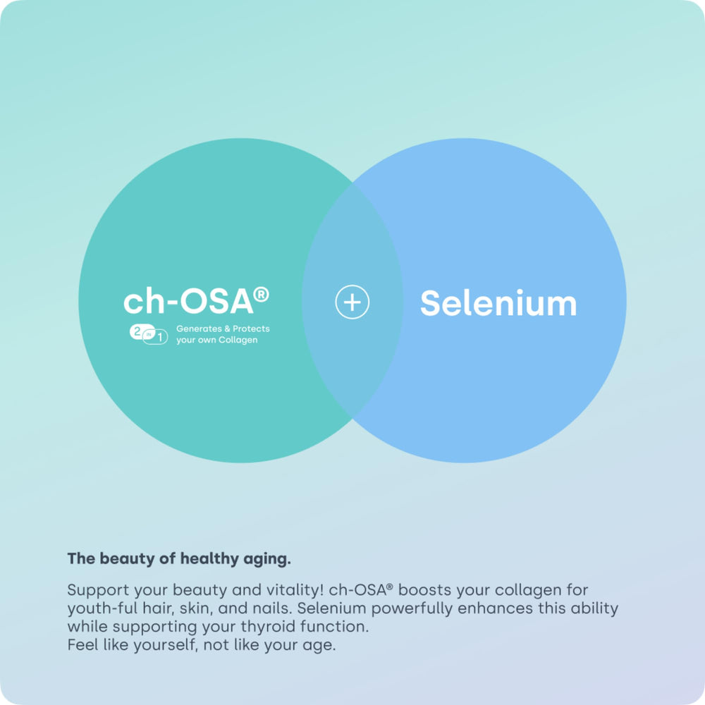 Biosil Healthy Aging vegan-friendly seal indicating plant-based, GMO-free formula.
