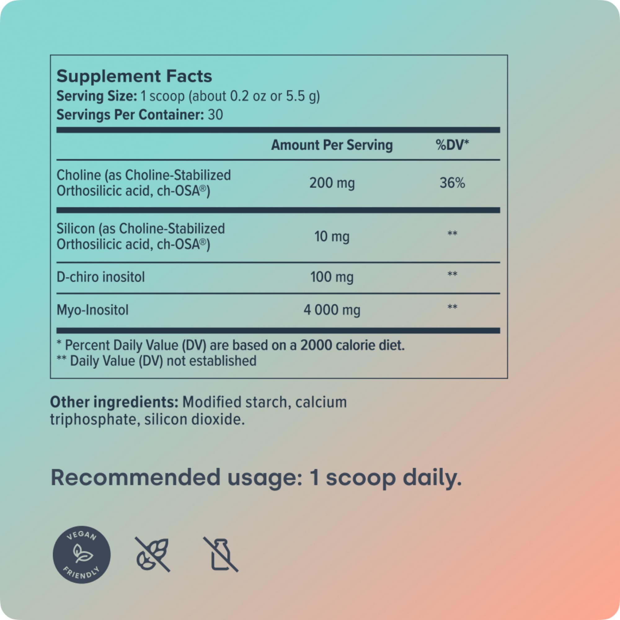 Biosil HerHarmony nutrition label highlights clean, simple supplementation.
