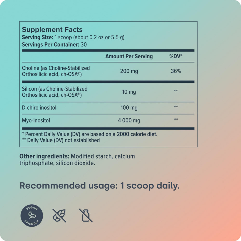 Biosil HerHarmony nutrition label highlights clean, simple supplementation.