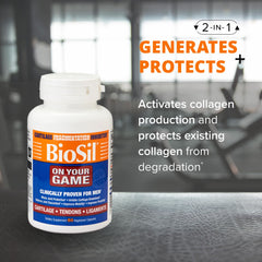 Two-pack Biosil On Your Game packaging for a 120-serving supply