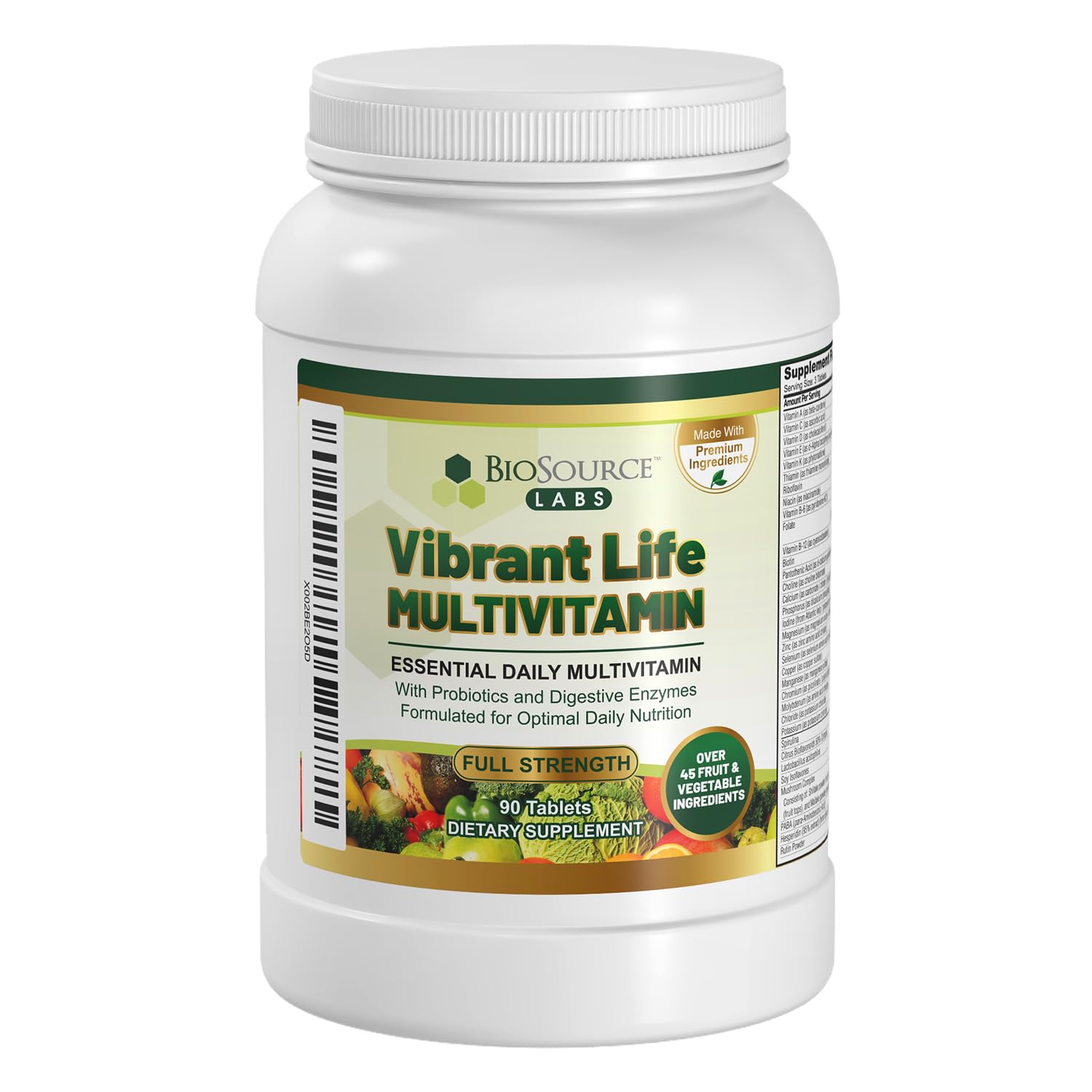 BioSource Labs Vibrant Life bottle with capsules for daily energy support.