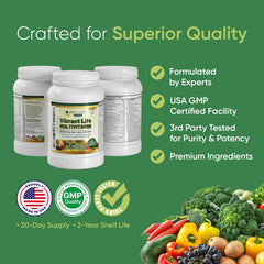 Non-GMO gluten-free icons on Vibrant Life packaging.