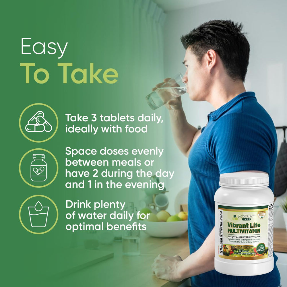 BioSource Labs Vibrant Life probiotic enzyme blend packaging highlighting gut health.