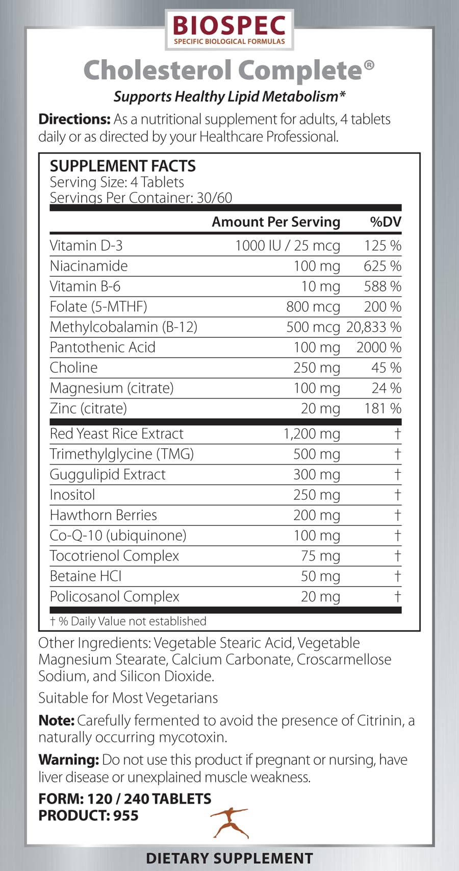 BIOSPEC NUTRITIONALS Cholesterol Complete capsules – close-up highlighting a high-potency formula.