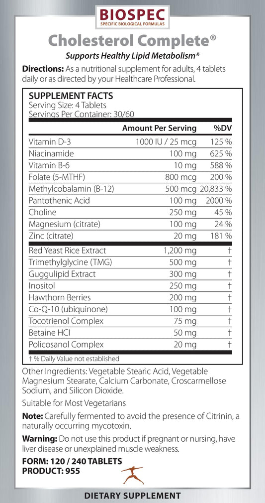 BIOSPEC NUTRITIONALS Cholesterol Complete capsules – close-up highlighting a high-potency formula.