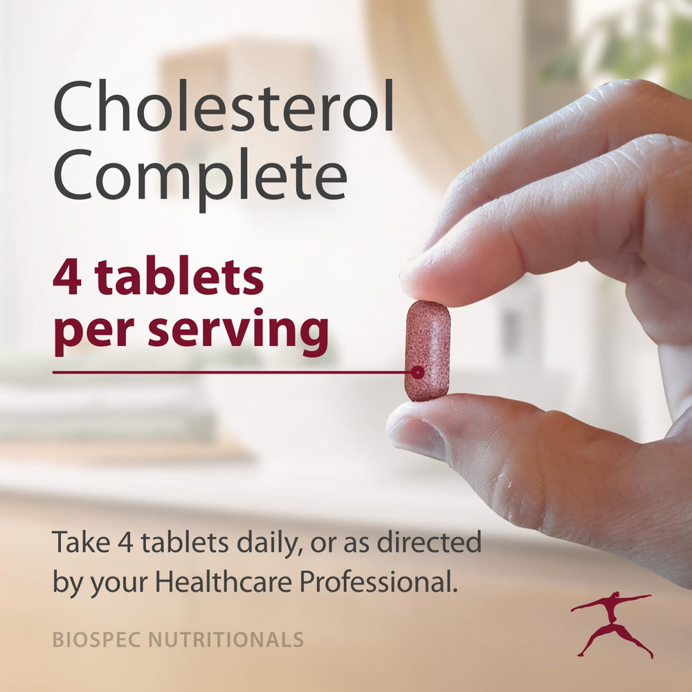 BIOSPEC NUTRITIONALS Cholesterol Complete packaging – full bottle on display suggests comprehensive heart support.