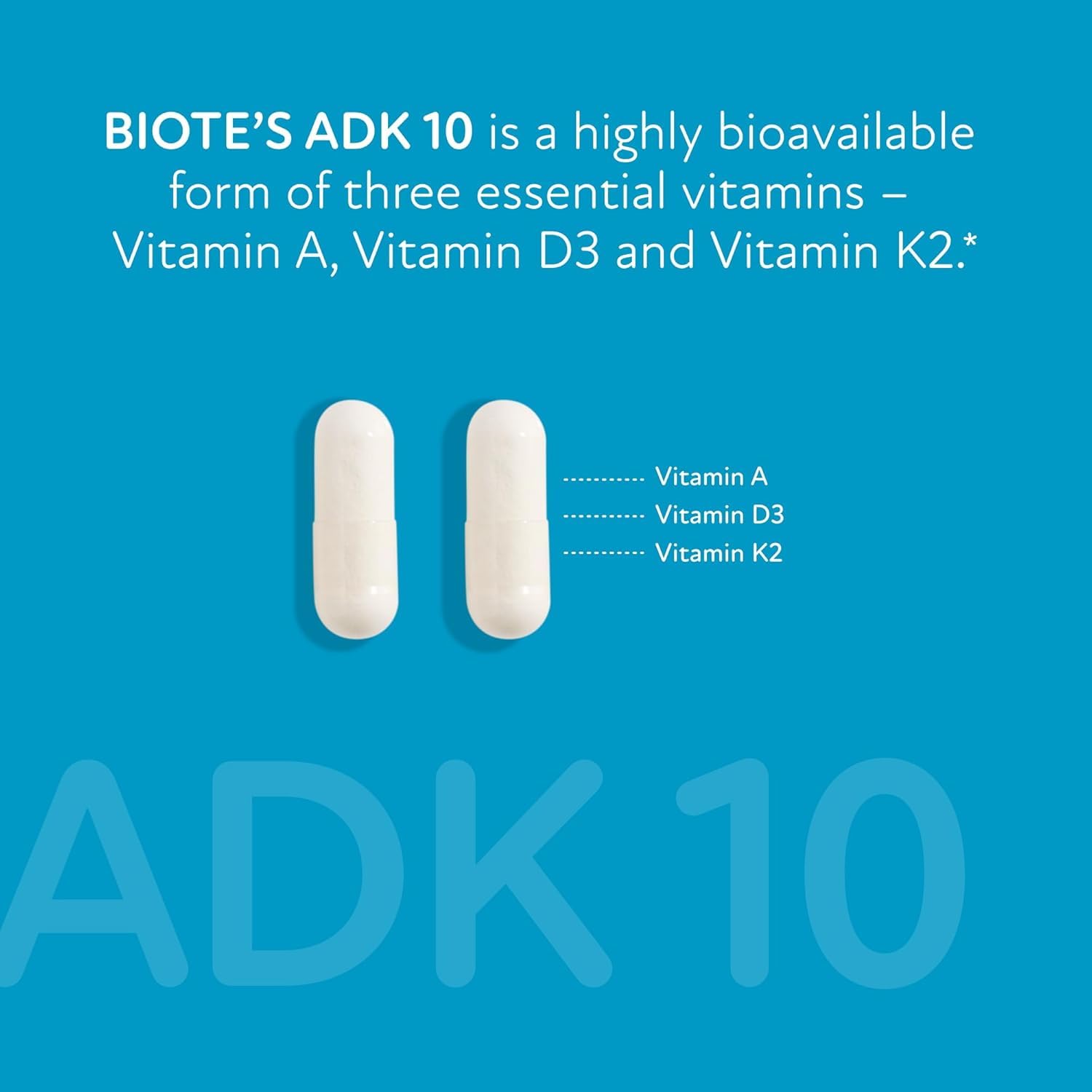 Biote ADK 10 bottle on shelf showing easy daily use