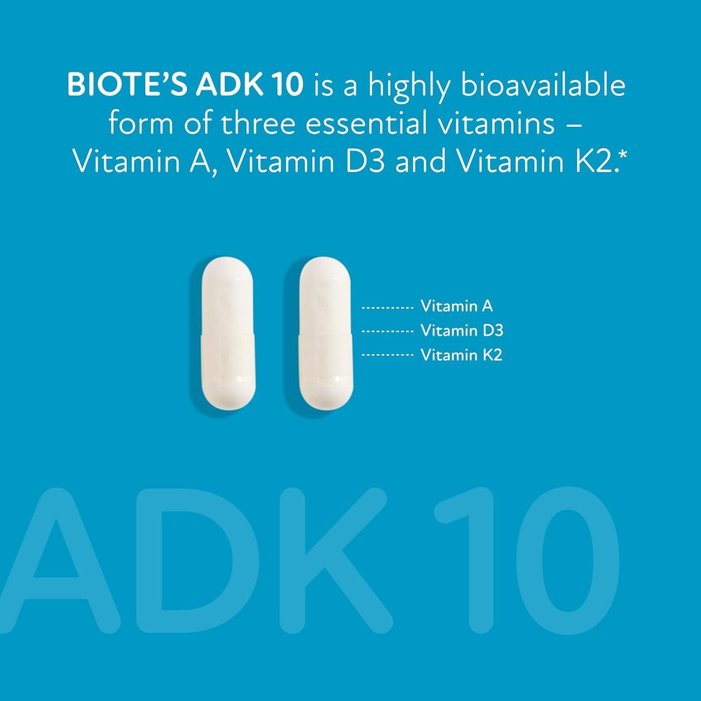 Biote ADK 10 bottle on shelf showing easy daily use
