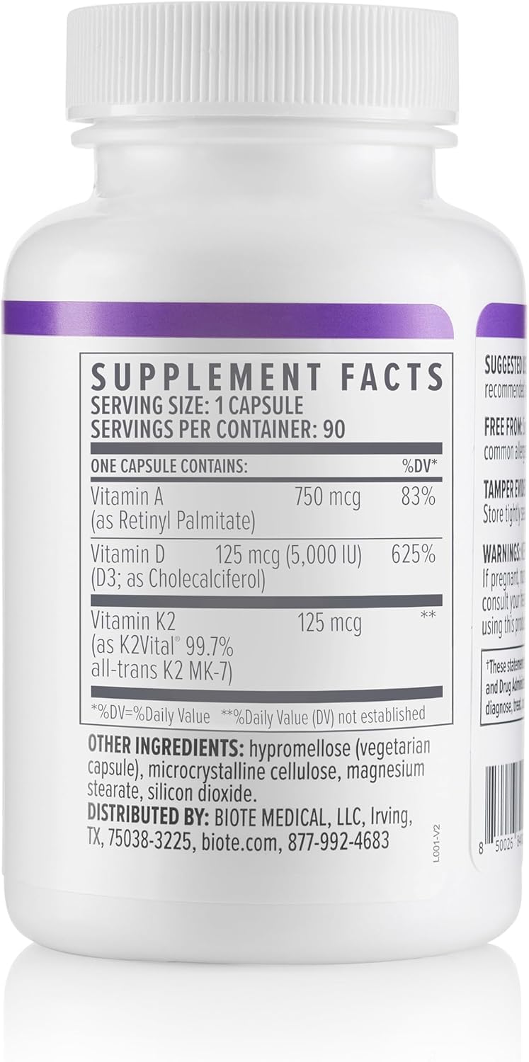 Biote ADK 5 label close-up featuring vitamin D messaging.