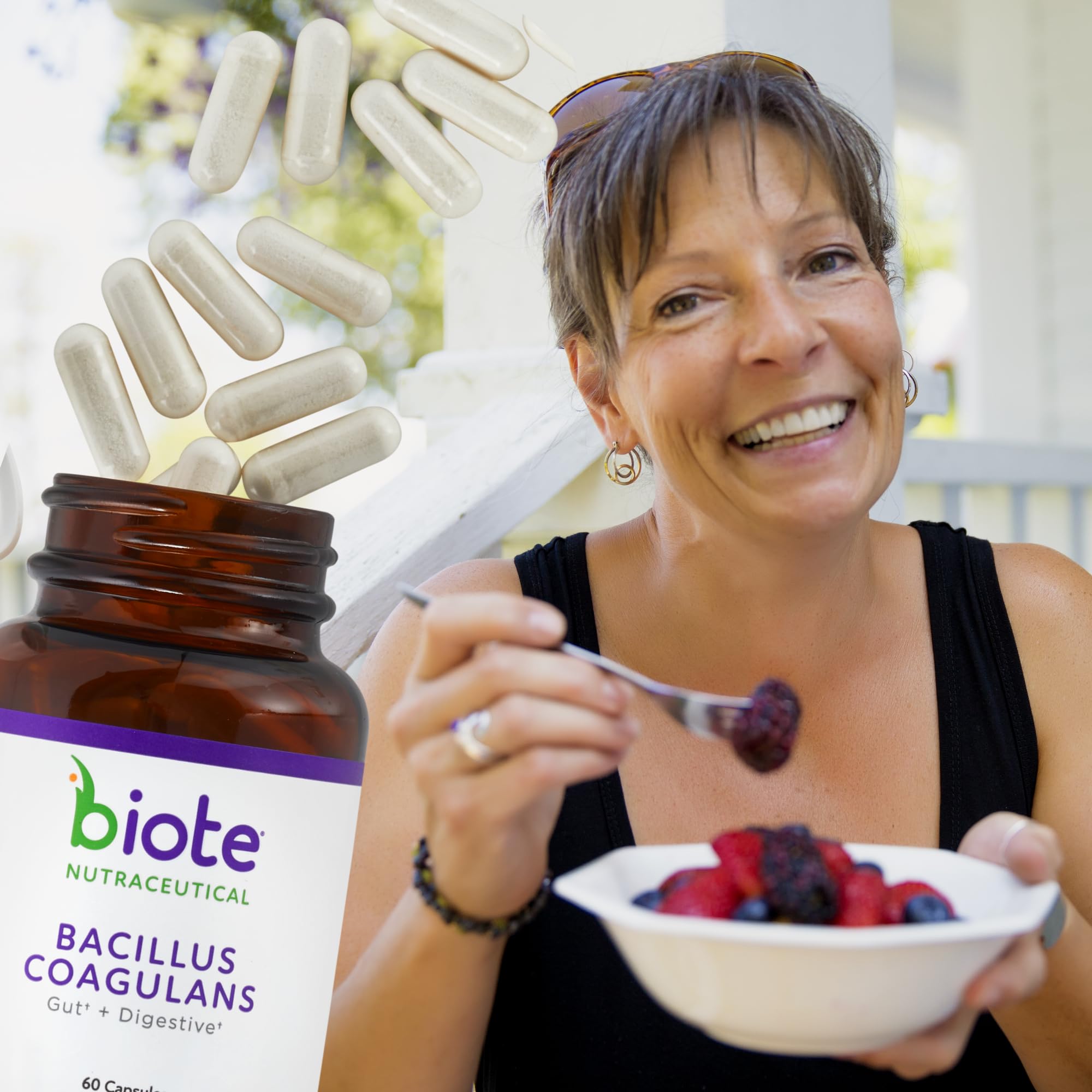 Biote Bacillus Coagulans allergen free badge indicating soy dairy gluten free