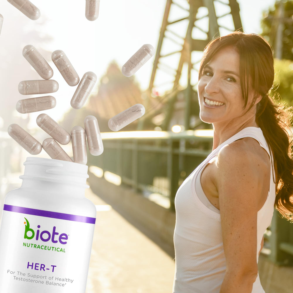 Biote HER-T bottle with clear packaging for everyday routine