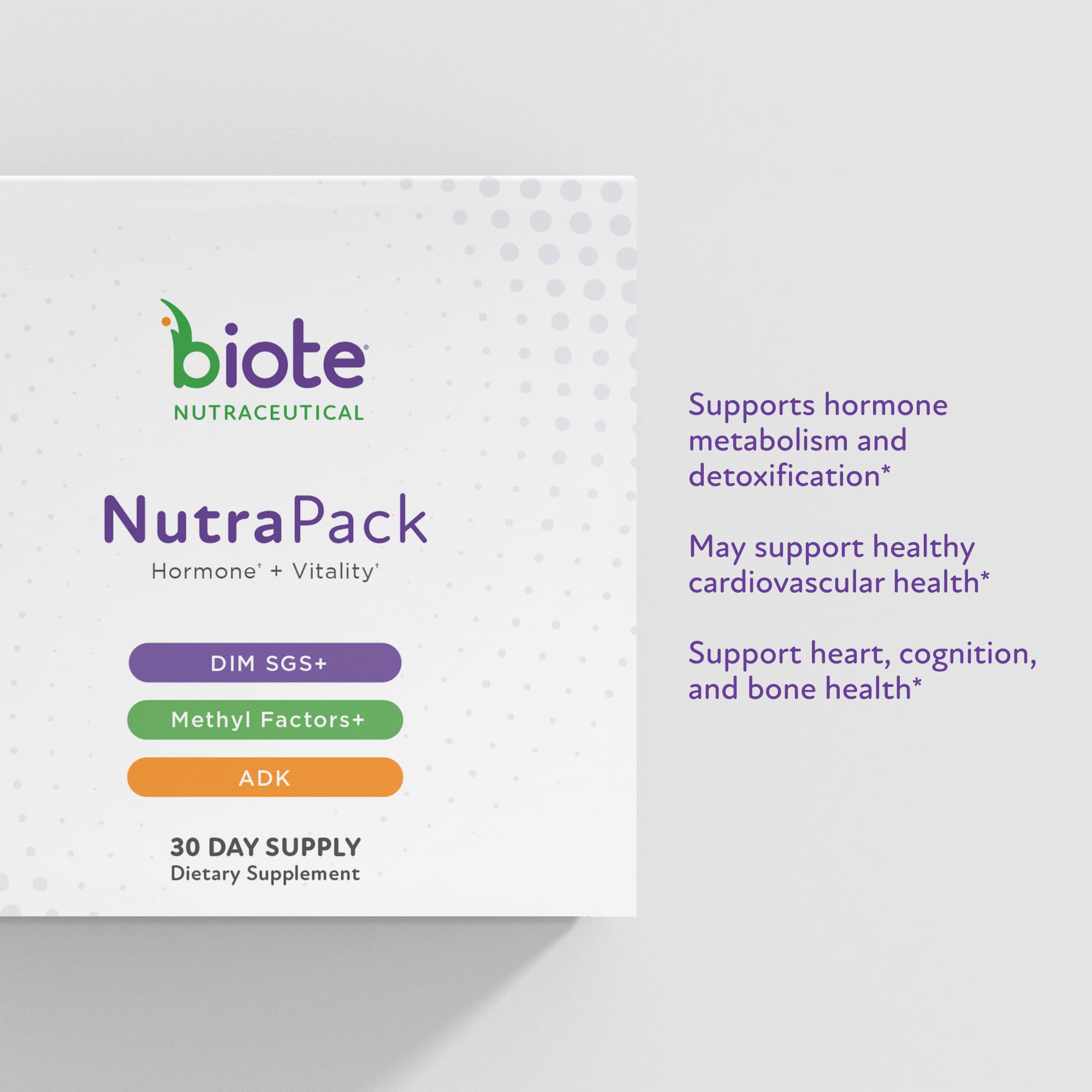 Biote NutraPack packets arranged for a tidy daily ritual.