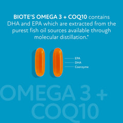 Biote Omega-3 + CoQ10 capsules close-up showing smooth texture
