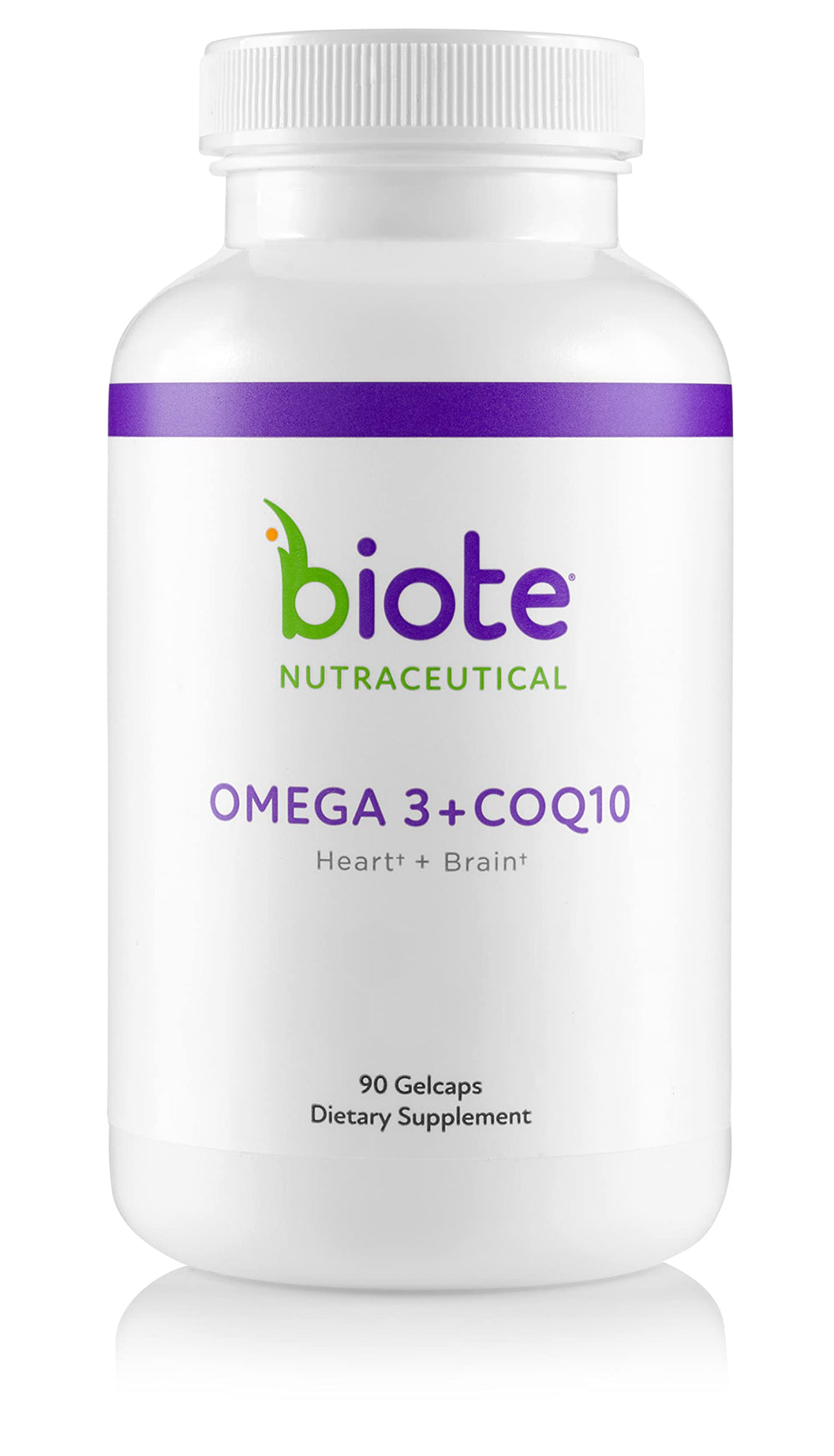 Biote Omega-3 + CoQ10 softgels bottle front for daily heart and brain support