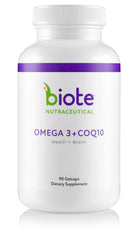 Biote Omega-3 + CoQ10 softgels bottle front for daily heart and brain support
