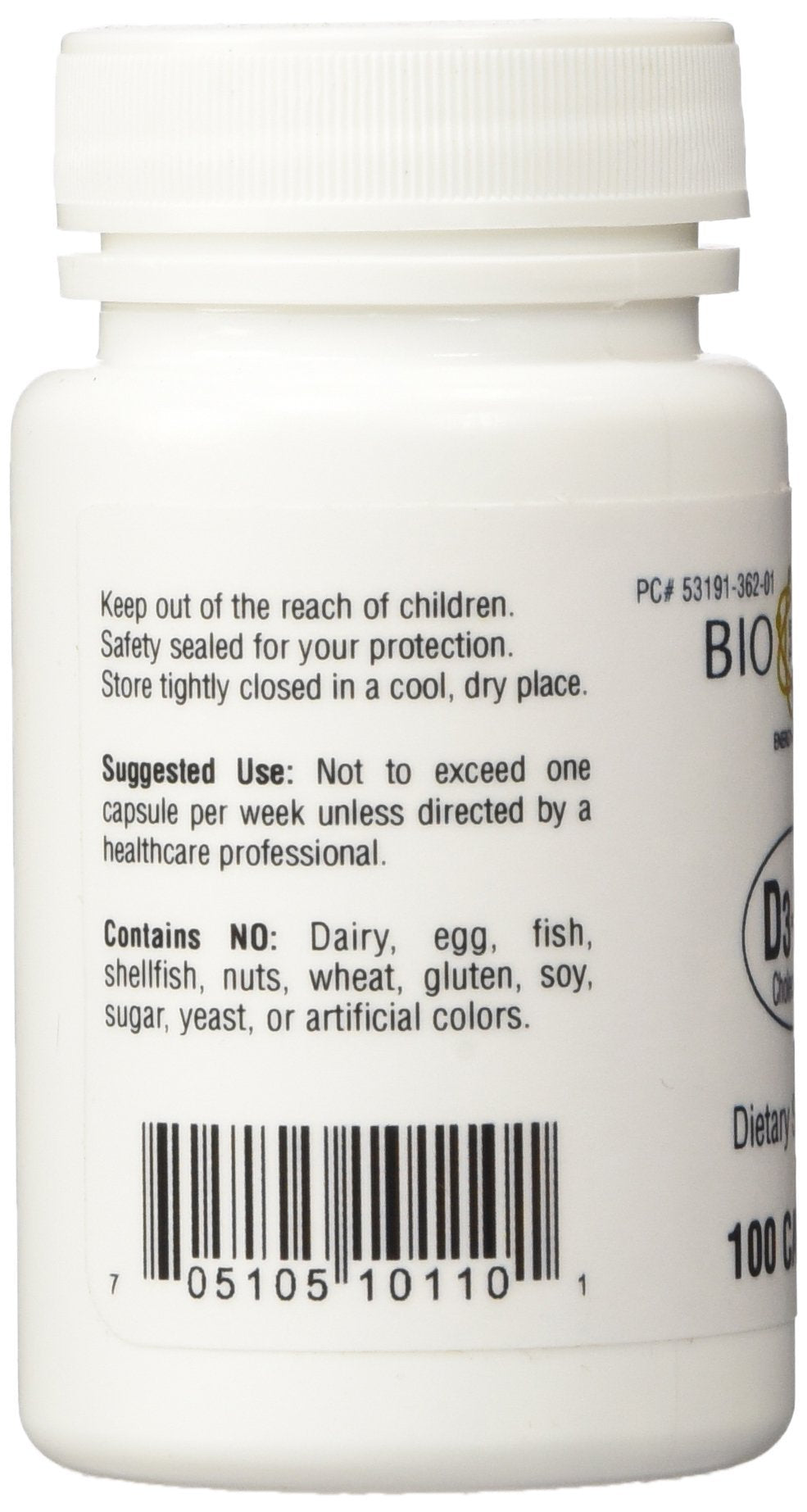 BioTech Pharmacal D3-50 bottle side view for easy daily use