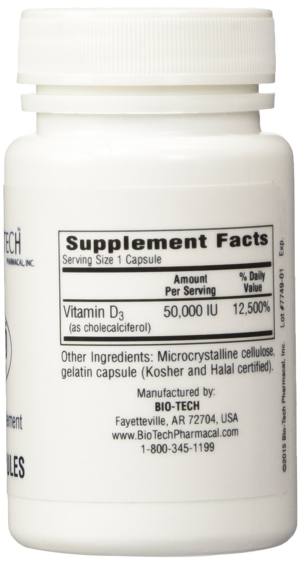 BioTech Pharmacal D3-50 capsules closeup highlighting high potency vitamin D