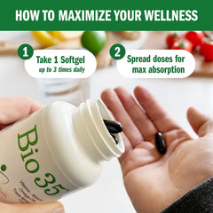 Biotek Bio-35 energy and immunity support label view.
