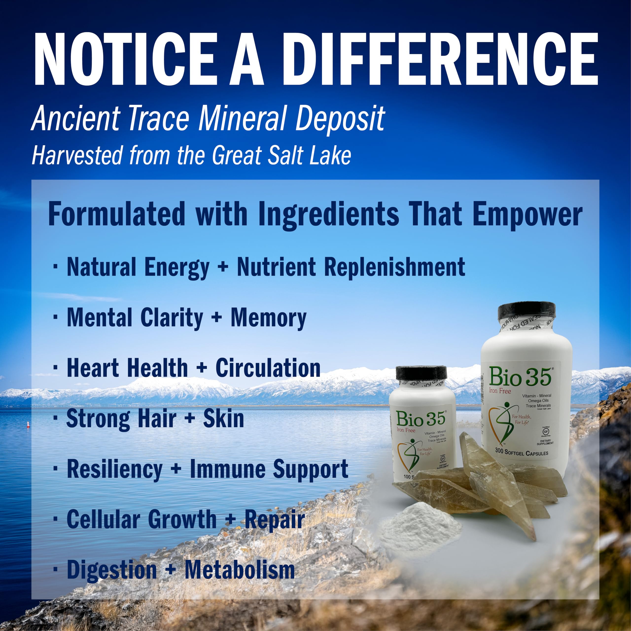 Biotek Bio-35 nutrition facts highlight 72+ trace minerals for daily support.