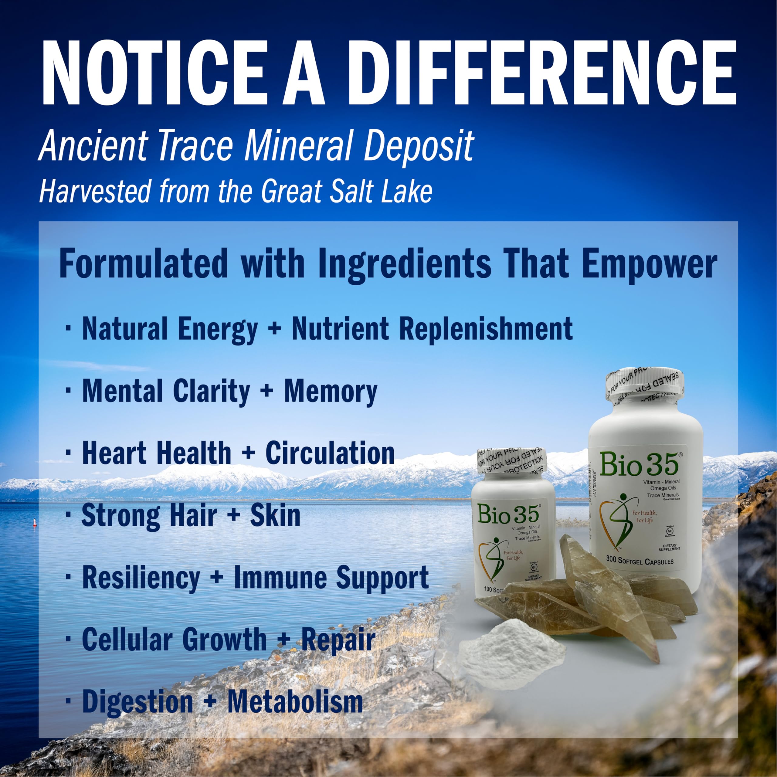 Cold-pressed flaxseed and safflower oils in Bio35 softgels