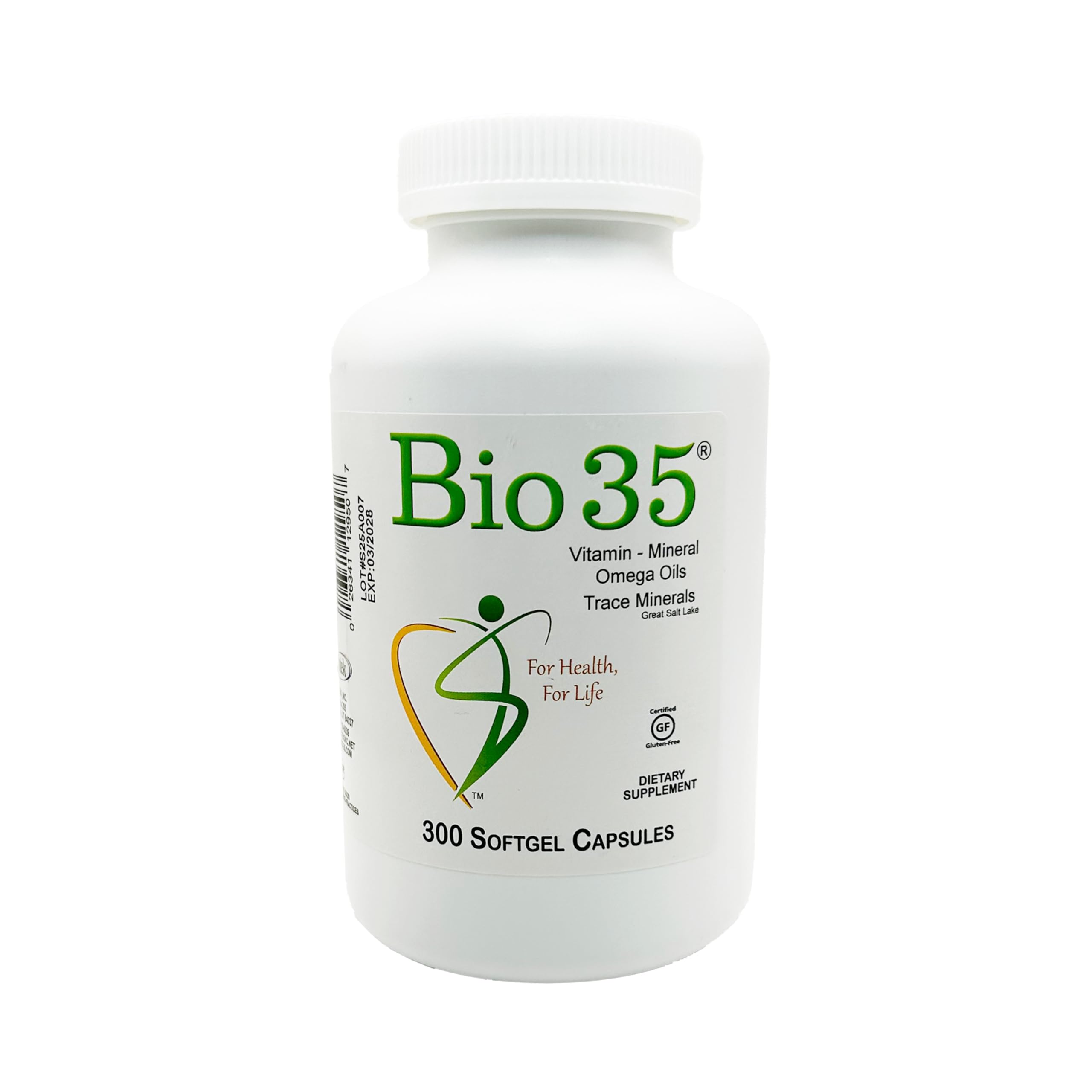 Bio35 softgel bottle front for daily wellness