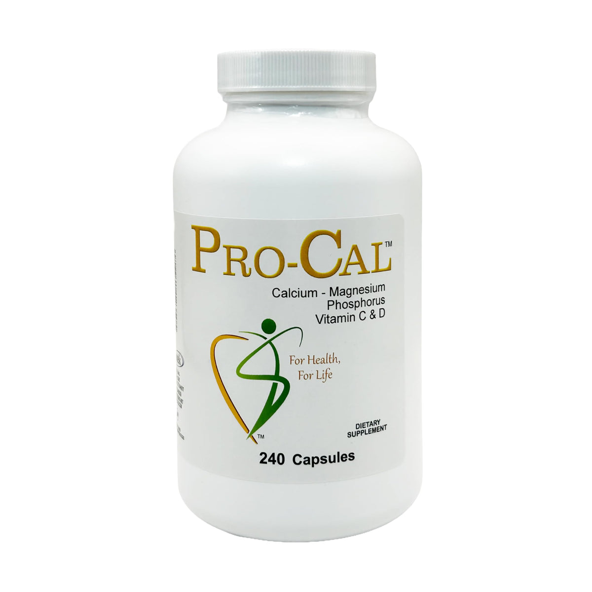 Biotek Pro-Cal bottle front, sturdy packaging for daily bone support.