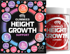 Biotequelab height growth gummies bottle shows a tasty daily supplement for growing teens.