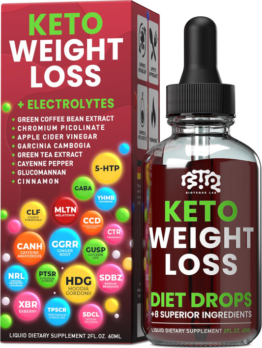 Biotequelab Keto Weight Loss Drops bottle for convenient fat-burning support.