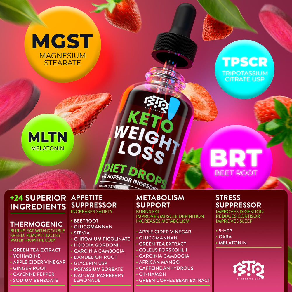 Biotequelab Keto Weight Loss Drops with green coffee bean extract for steady energy.
