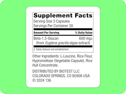 Biotest Beta-Glucan capsule closeup suggests daily immune support.