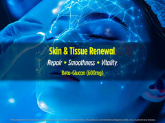 Biotest Beta-Glucan dosing scoop with bottle communicates routine integration.