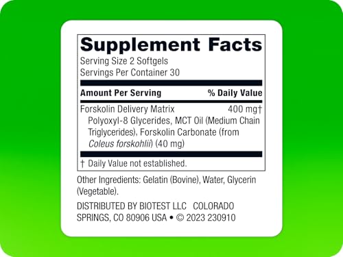 Biotest Carbolin 19 label close-up shows extended-action forskolin