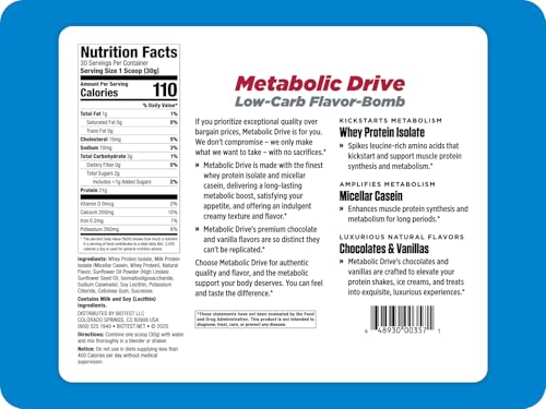 Biotest Metabolic Drive Protein Vanilla bottle and pour-ready lid for shakes.