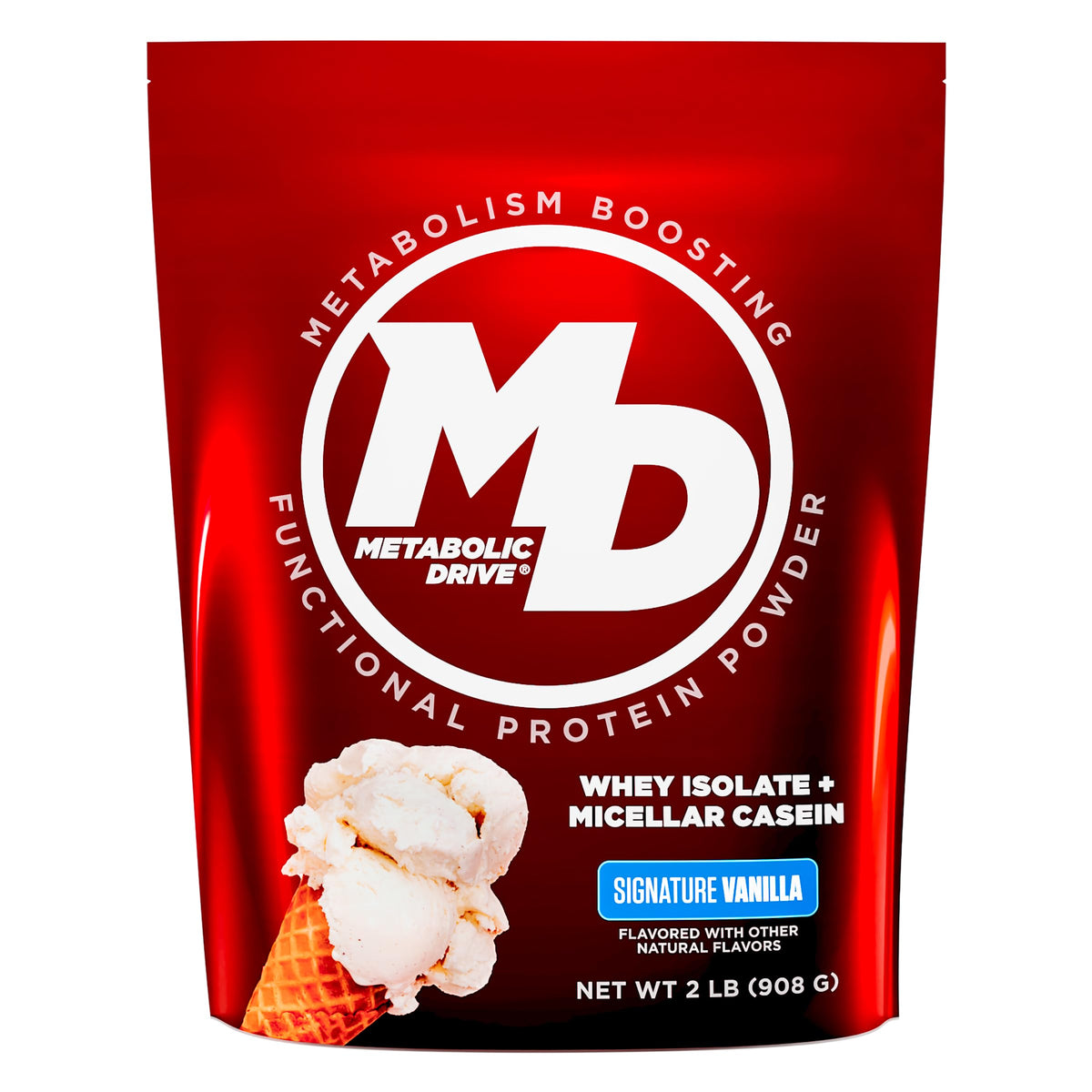 Biotest Metabolic Drive Protein Vanilla tub; premium dual-protein formula ready to mix.