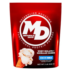 Biotest Metabolic Drive Protein Vanilla tub; premium dual-protein formula ready to mix.