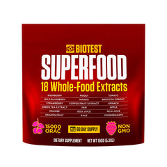 Biotest Superfood berry-dense polyphenols bottle promotes daily wellness with berry polyphenol blend
